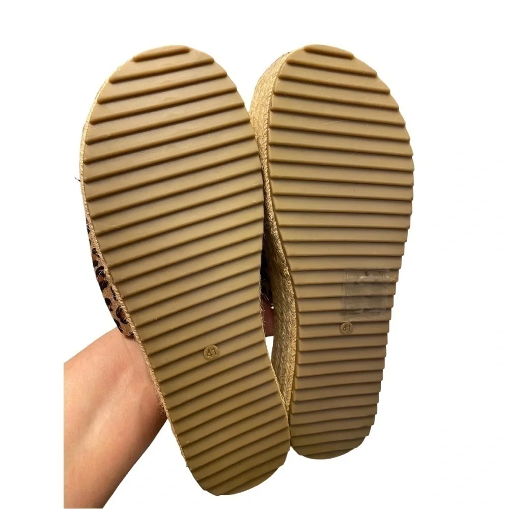 Cool My Shoes Espadrilles Cheetah Band Slides Platform Sandals Size: 9